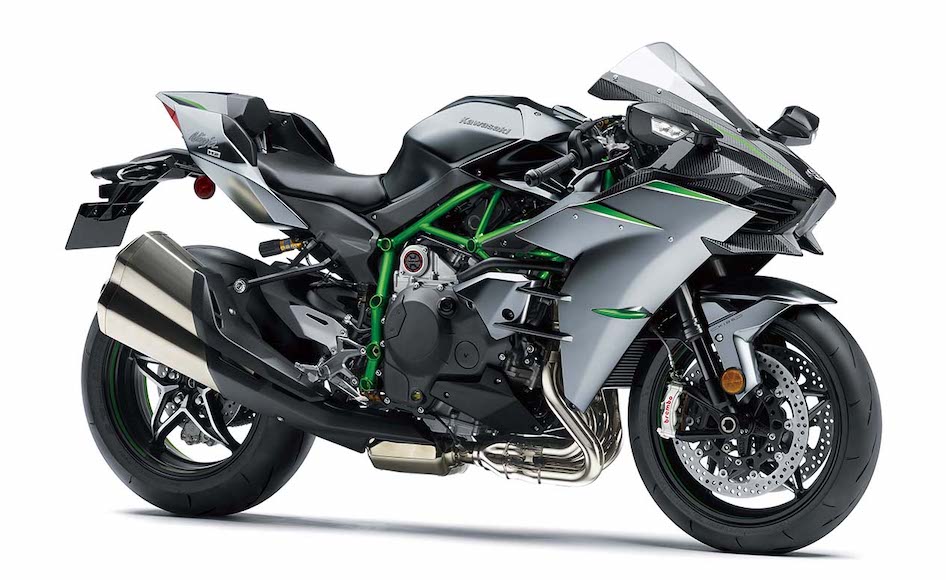 grey with bright green kawasaki ninja turbo motorbike